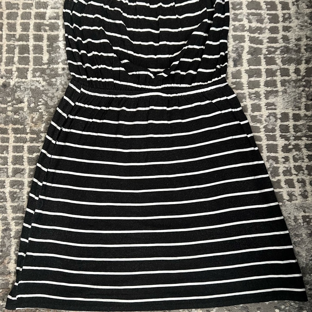 Elegant Black and White Striped Dress